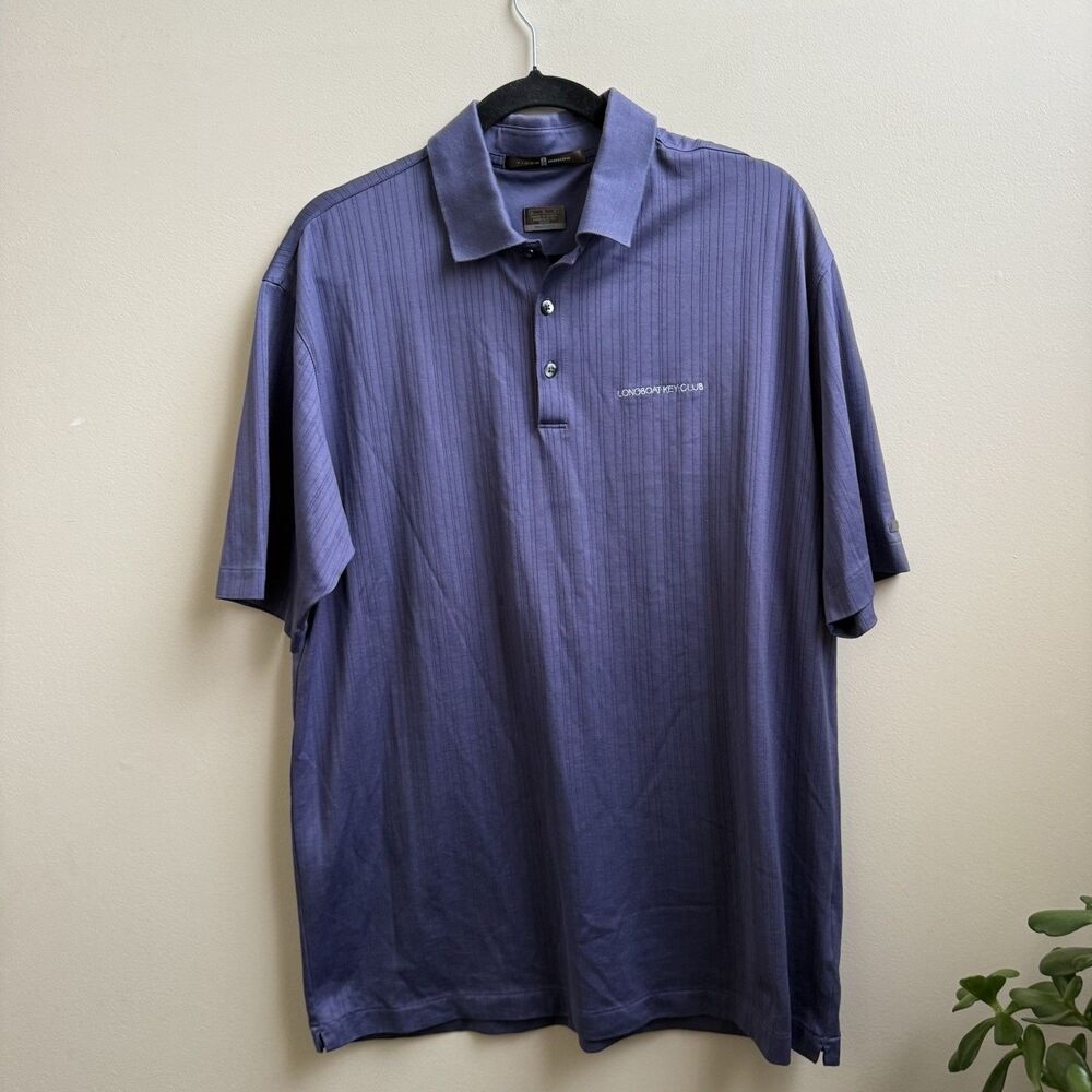 Vintage TIGER WOODS NIKE Men's Golf Polo FIT DRY Longboat Key Club Size L